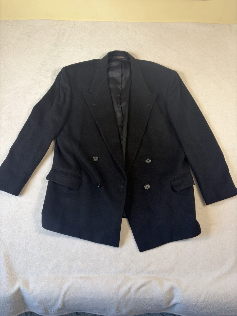 Bill Blass Camel Hair Double Breasted Blazer Black Size XXL